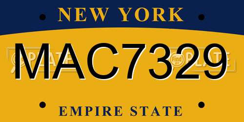 MAC7329 New York License Plate