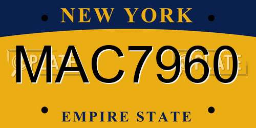 MAC7960 New York License Plate