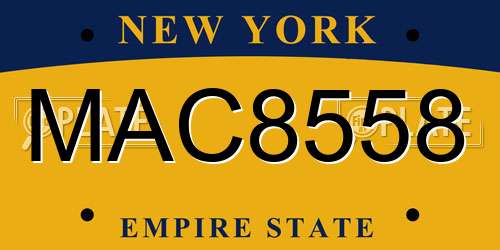 MAC8558 New York License Plate
