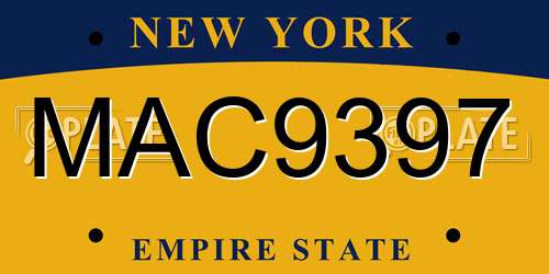 MAC9397 New York License Plate