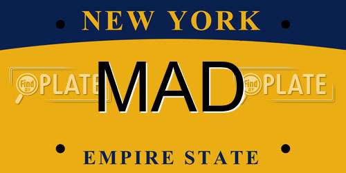 MAD New York License Plate