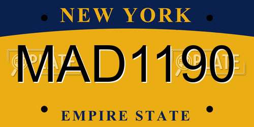 MAD1190 New York License Plate