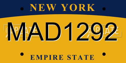 MAD1292 New York License Plate