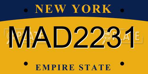 MAD2231 New York License Plate