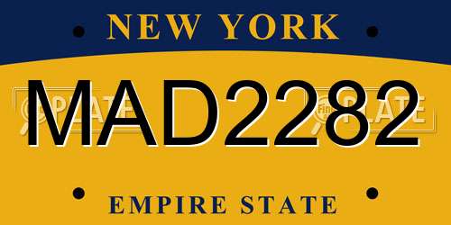 MAD2282 New York License Plate