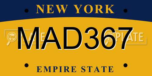 MAD367 New York License Plate
