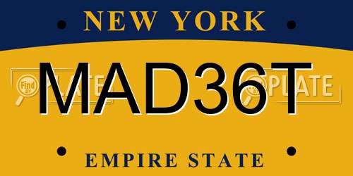 MAD36T New York License Plate