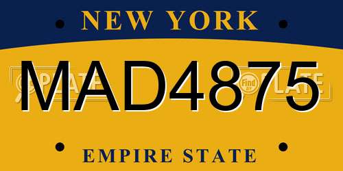 MAD4875 New York License Plate