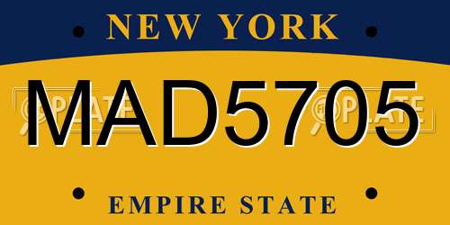 MAD5705 New York License Plate
