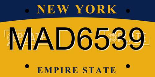 MAD6539 New York License Plate
