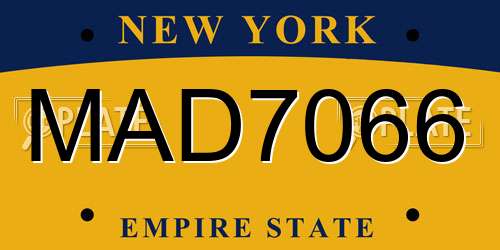 MAD7066 New York License Plate