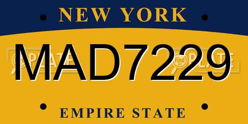 MAD7229 New York License Plate