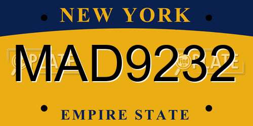 MAD9232 New York License Plate