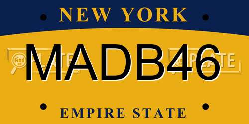 MADB46 New York License Plate