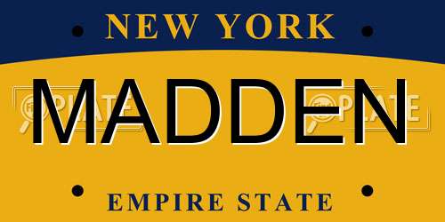 MADDEN New York License Plate
