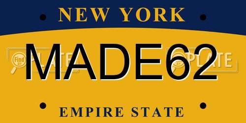MADE62 New York License Plate