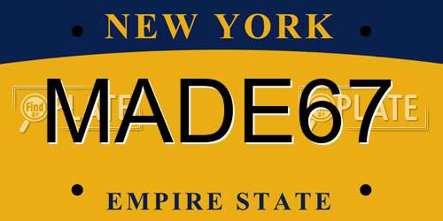 MADE67 New York License Plate