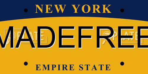 MADEFREE New York License Plate