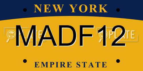 MADF12 New York License Plate