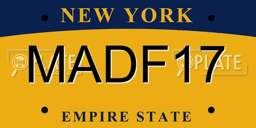 MADF17 New York License Plate