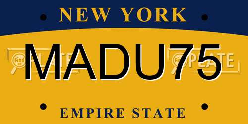 MADU75 New York License Plate