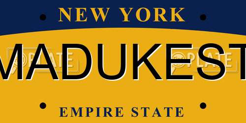 MADUKEST New York License Plate