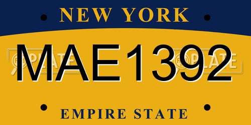 MAE1392 New York License Plate