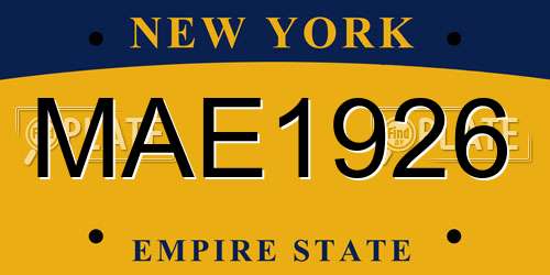MAE1926 New York License Plate