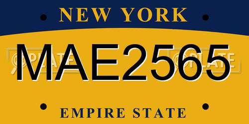 MAE2565 New York License Plate