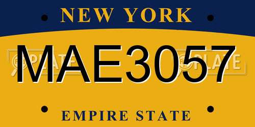 MAE3057 New York License Plate