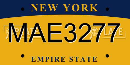 MAE3277 New York License Plate