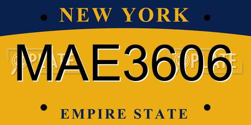 MAE3606 New York License Plate