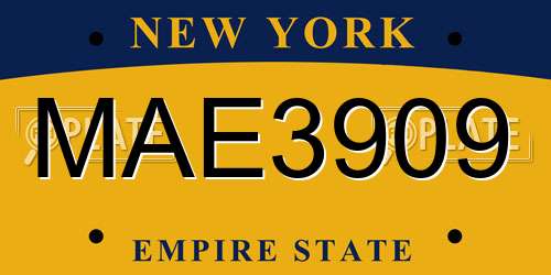 MAE3909 New York License Plate