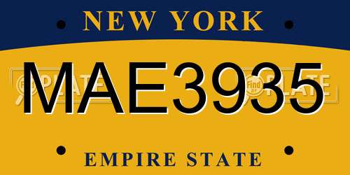 MAE3935 New York License Plate