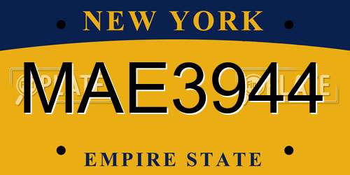 MAE3944 New York License Plate