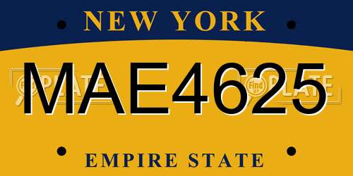 MAE4625 New York License Plate