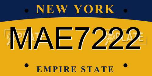 MAE7222 New York License Plate