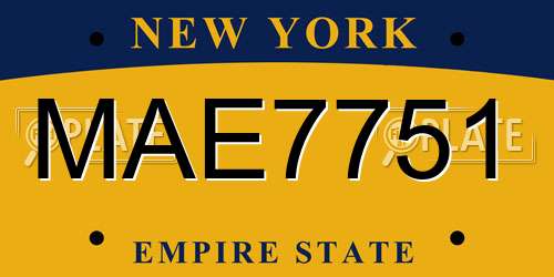 MAE7751 New York License Plate