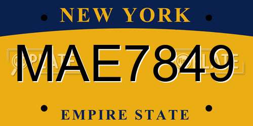 MAE7849 New York License Plate
