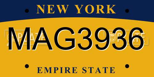 MAG3936 New York License Plate