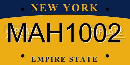 MAH1002 New York License Plate