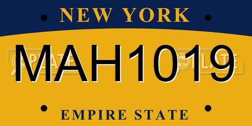 MAH1019 New York License Plate