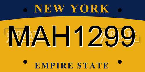 MAH1299 New York License Plate