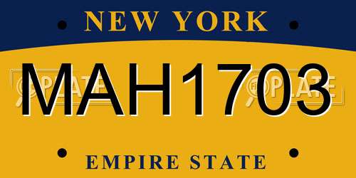 MAH1703 New York License Plate