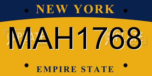 MAH1768 New York License Plate