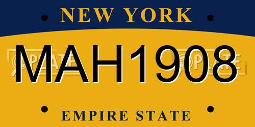 MAH1908 New York License Plate