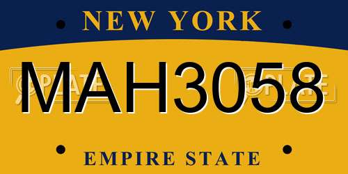 MAH3058 New York License Plate