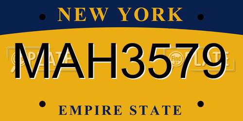 MAH3579 New York License Plate