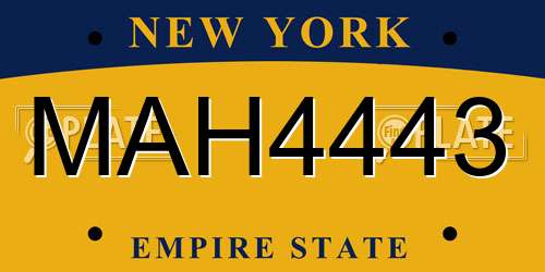 MAH4443 New York License Plate