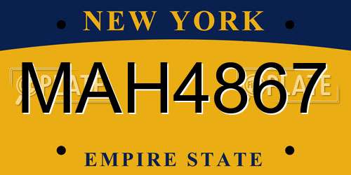 MAH4867 New York License Plate